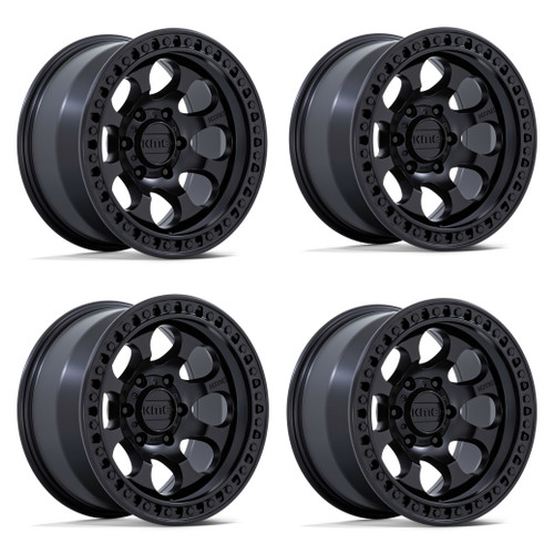 Set 4 KMC KM550 Riot Sbl 17x8.5 6x5.5 Satin Black Wheels 17" 10mm Truck Rims