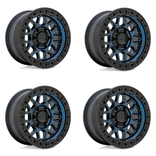 Set 4 KMC KM549 GRS 18x8.5 8x170 Midnight Blue Gloss Black 18" 0mm Truck Wheels