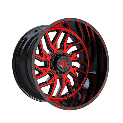 22" TIS 544MBR 22x12 6x135 6x5.5 Black Machined Face Milled Red Tint Wheel -44mm