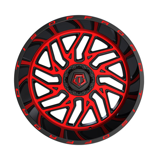 22" TIS 544MBR 22x12 6x135 6x5.5 Black Machined Face Milled Red Tint Wheel -44mm