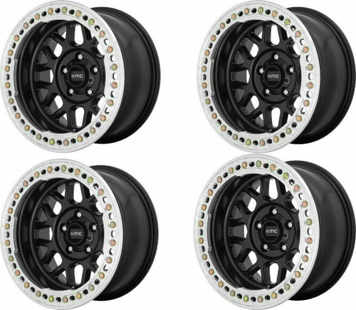 Set 4 KMC KM235 Grenade Crawl Beadlock 18x9 8x170 Satin Black Wheels 18" -24mm