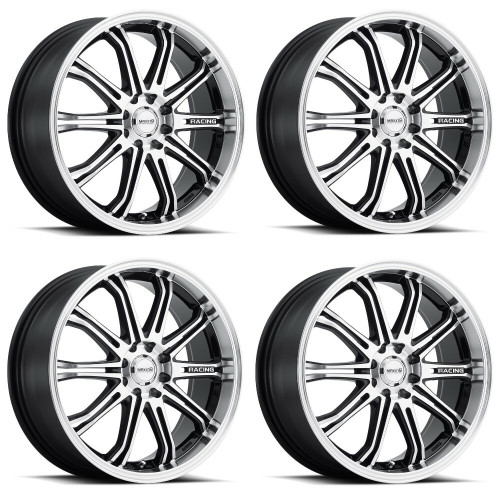 Set 4 17" Maxxim 41MB Ferris machined face and lip with gloss black accents 17x7 Wheels 4x100 4x108 +40mm