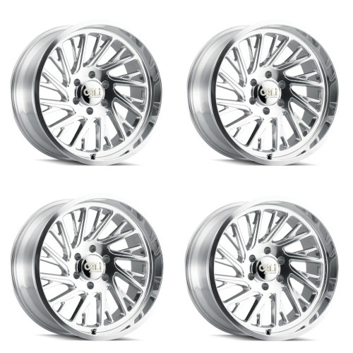 Set 4 24" Cali Off-Road Purge 24x14 Polished Milled Spokes 8x6.5 Wheels -76mm