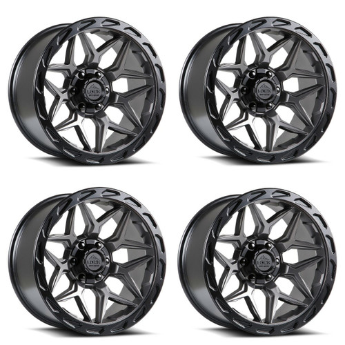 Set 4 22" Lock Offroad Matte Grey Black Ring Matrix 22x10 6x135 6x5.5 -18mm Rims