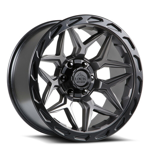 22" Lock Offroad Matte Grey Matte Black Ring Matrix 22x10 Wheel 5x5 5x5.5 -18mm