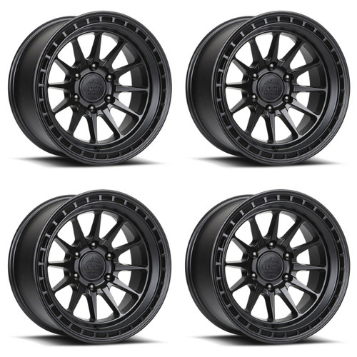 Set 4 17" Lock Offroad Matte Black Matte Black Ring Baja 17x9 6x5.5 -12mm Wheels