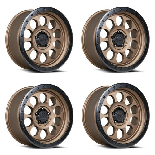 Set 4 17" Lock Offroad Matte Desert Bronze Black Ring 50CAL 17x9 6x135 -12mm