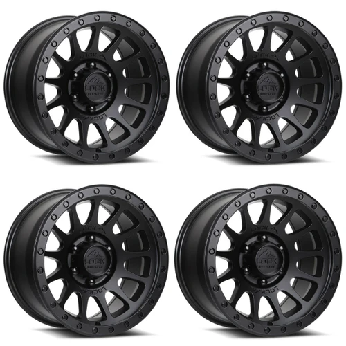 Set 4 17" Lock Offroad Matte Black Matte Black Ring Yosemite 17x9 6x135 0mm Rims