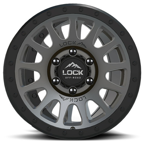 20" Lock Offroad Matte Grey Matte Black Ring Yosemite 20x10 8x170 -18mm For Ford