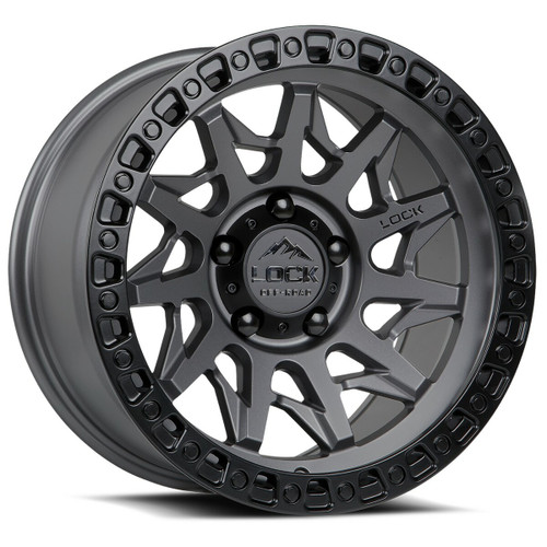 17" Lock Offroad Matte Grey Matte Black Ring Lunatic 17x9 6x5.5 -12mm Lifted Rim