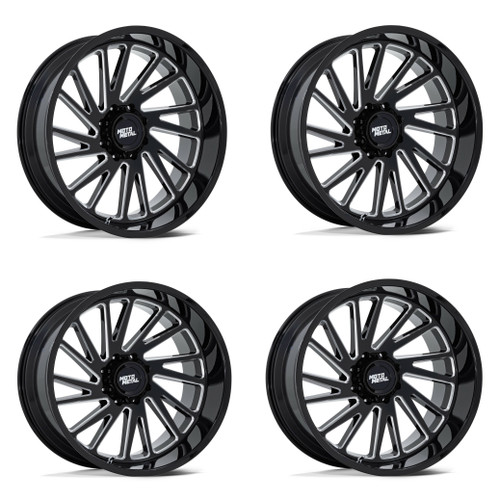 Set 4 Moto Metal MO811 Combat 24x12 8x6.5 Gloss Black Milled Wheels 24" -44mm Set 4 Moto Metal MO811 Combat 24x12 8x6.5 Gloss Black Milled Wheels 24" -44mm