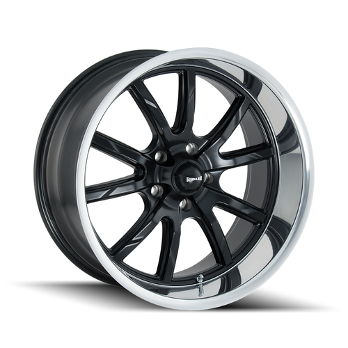 18" Ridler 650 18x9.5 Matte Black Polished Lip 5x4.75 Wheel 0mm Rim