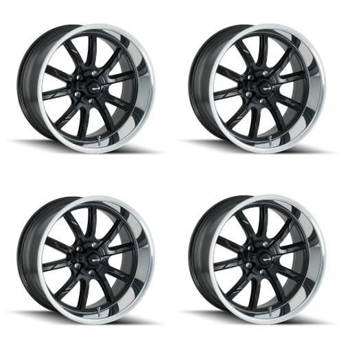 Set 4 18" Ridler 650 18x9.5 Matte Black Polished Lip 5x4.75 Wheels 0mm Rims