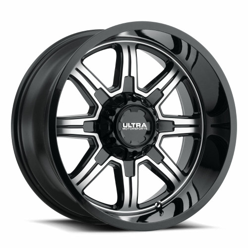 17" Ultra 229U Menace 17x9 6x135 6x5.5 Gloss Black Diamond Cut Accents 18mm Rim