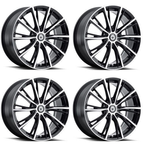 Set 4 16" Konig 53MB Impression gloss black with machined spokes and lip-edge 16x7.5 Wheels 5x4.50 +40mm