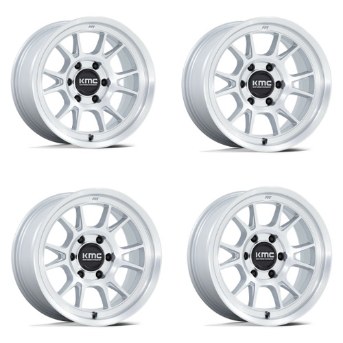 Set 4 KMC KM729 Range 17x8.5 6x135 Silver With Machined Face Wheels 17" 0mm