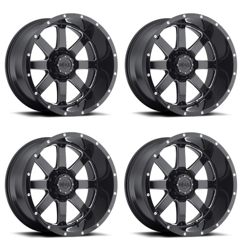 Set 4 20" Gear Off Road 726MB Big Block gloss black with cnc milled accents 20x10 Wheels 5x5.50 5x150 -19mm