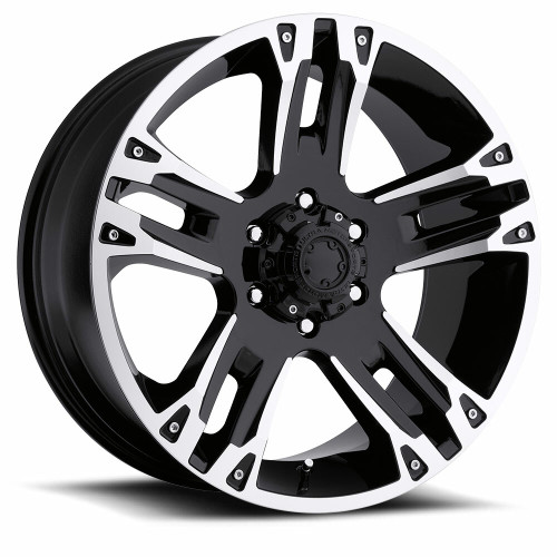 20" Ultra 235B Maverick 20x9 6x5.5 Gloss Black Diamond Cut Clear Coat Wheel 18mm