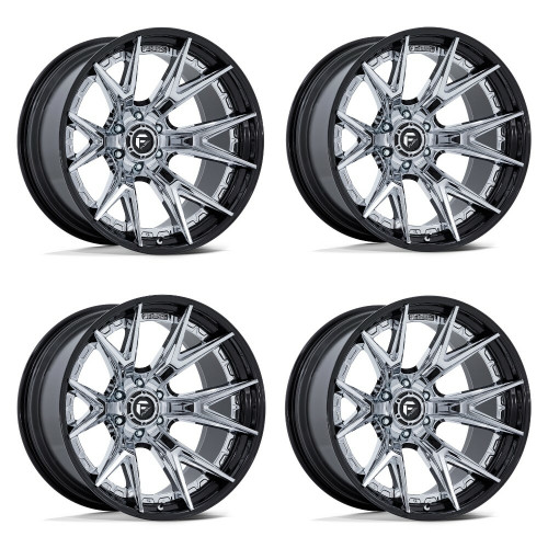 Set 4 Fuel FC402 Catalyst 24x12 6x135 Chrome Gloss Black Lip Wheels 24" -44mm