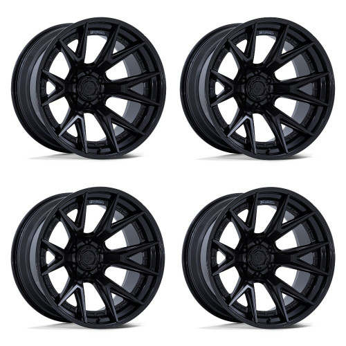 Set 4 Fuel FC402 Catalyst 24x12 6x135 Gloss Black Brushed Gray 