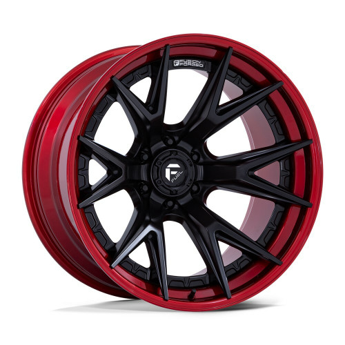 Set 4 Fuel FC402 Catalyst 22x10 6x5.5 Matte Black Candy Red Lip Wheels 22" -18mm