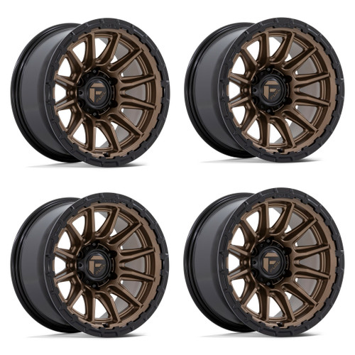 Set 4 Fuel FC866 Piston 22x9.5 6x5.5 Matte Bronze Gloss Black Wheels 22" 20mm