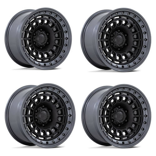 Set 4 Black Rhino BR014 Sahara 17x9 Matte Black Gunmetal Lip Wheels 5x5 17" 0mm