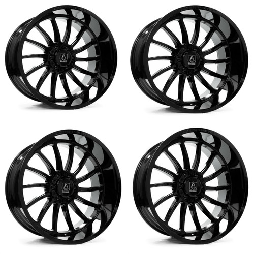 Set 4 22" Axe Wheels Chronus Gloss Black 22x10 8x6.5 -19mm Lifted Truck Rims