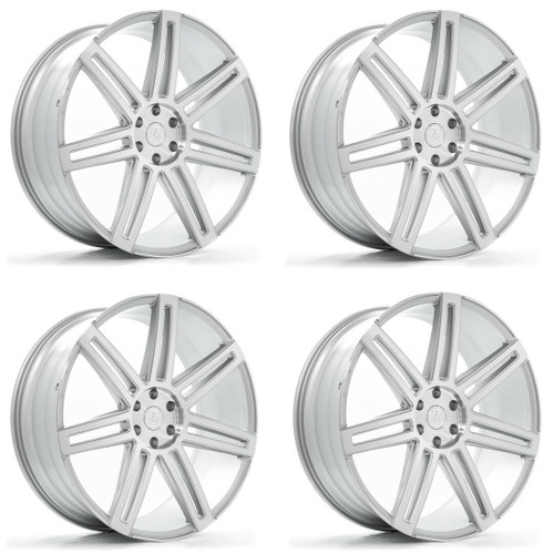 Set 4 24" Axe Wheels EX26 Silver 24x10 Wheels 6x5.5 28mmTruck Suv Rims