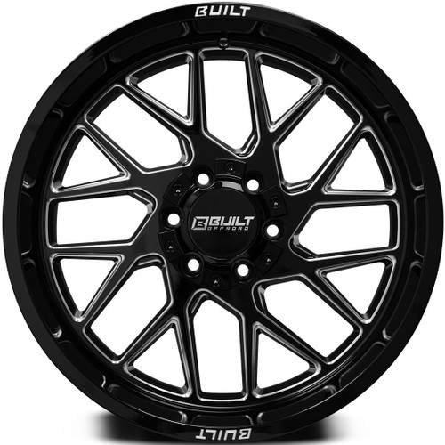 22" Axe Wheels BTO-3 Gloss Black Milled 22x12 5x5 5x5.5 -44mm Lifted Truck Wheel