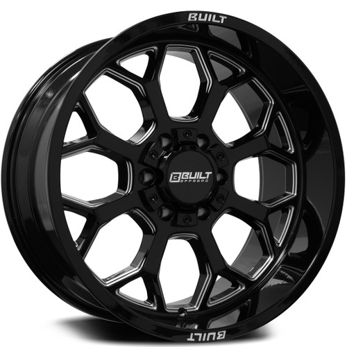 Set 4 20" Axe Wheels BTO-1 Gloss Black Milled 20x10 5x5 5x5.5 -19mm Truck Rims