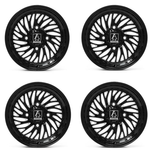 Set 4 15" Axe Wheels AF10 UTV (Right) Gloss Black Milled 15x10 5x4.5 0mm Rims
