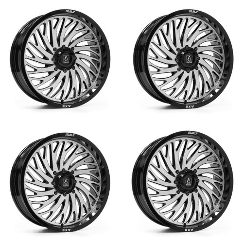 Set 4 20" Axe Wheels Hydra UTV Black & Polished Face 20x7 4x137 4x156 10mm Rims
