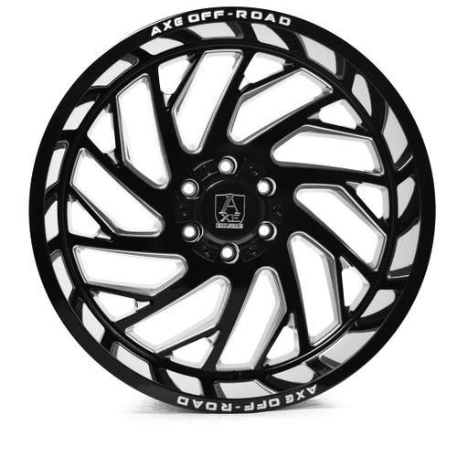 20" Axe Wheels Zeus Gloss Black Milled 20x10 Wheel 6x135 6x5.5 -19mm Lifted Rim