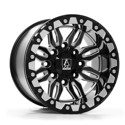 15" Axe Wheels Cerus UTV Bead-Lock Gloss Black Milled 15x7 4x137 4x156 10mm Rim