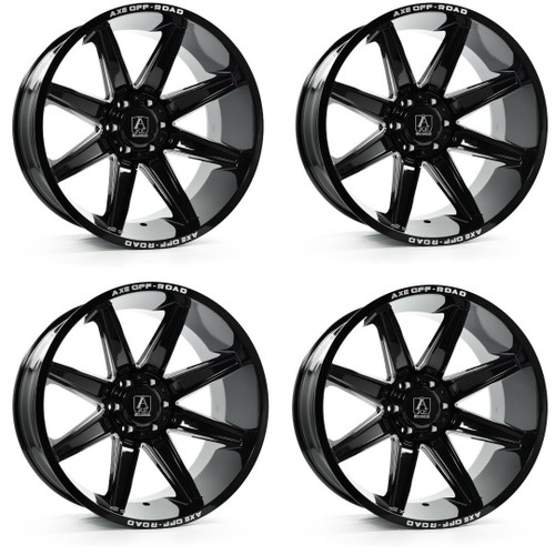 Set 4 20" Axe Wheels Artemis Gloss Black Milled 20x12 5x5 5x5.5 -44mm Truck Rims