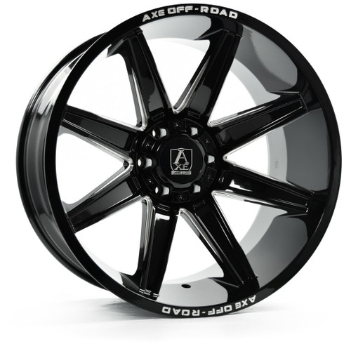 Set 4 20" Axe Wheels Artemis Gloss Black Milled 20x9.5 6x135 6x5.5 -44mm Rims