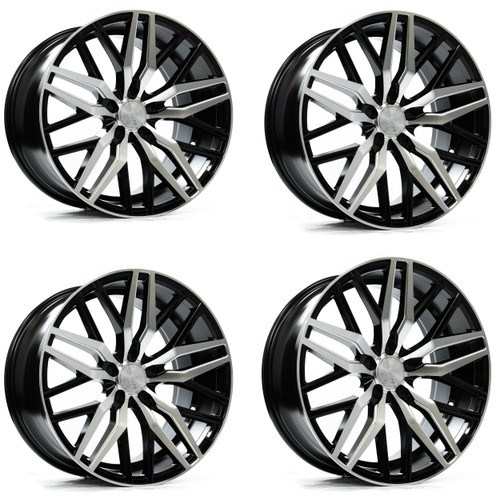 Set 4 22" Axe Wheels EX30 Black & Polished Face 22x10.5 Wheels 5x108 25mm Rims