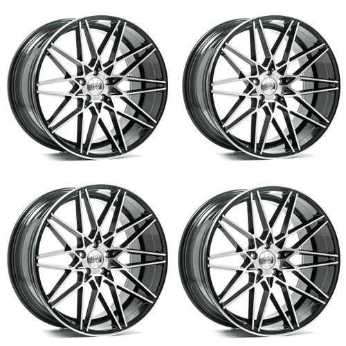 Set 4 22" Axe Wheels ZX4 Black & Polished Face 22x9 Wheels 5x4.5 35mm Rims