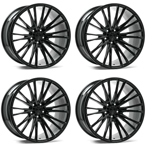 Set 4 22" Axe Wheels CF2 Gloss Black 22x9 Wheels 5x120 25mm Rims