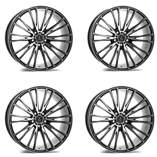 Set 4 21" Axe Wheels CF2 Black & Polished Face 21x9 Wheels 5x5 25mm For Jeep Rim