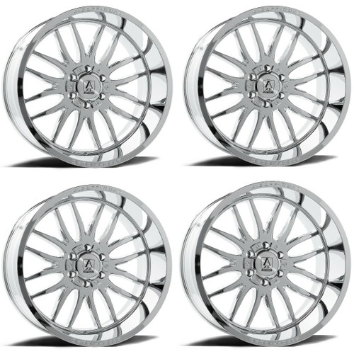 Set 4 24" Axe Wheels Hades Chrome 24x12 8x6.5 -44mm Lifted For Chevy GMC Ram