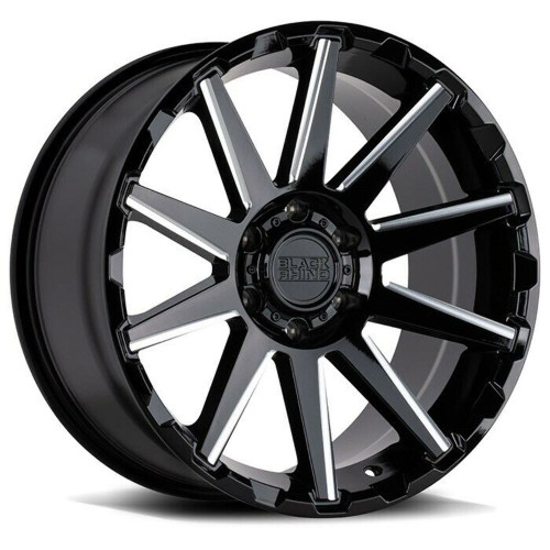 20" Black Rhino Typhoon 20x9.5 Gloss Black W/ Milled Spokes 5x5 Wheel 2mm Rim