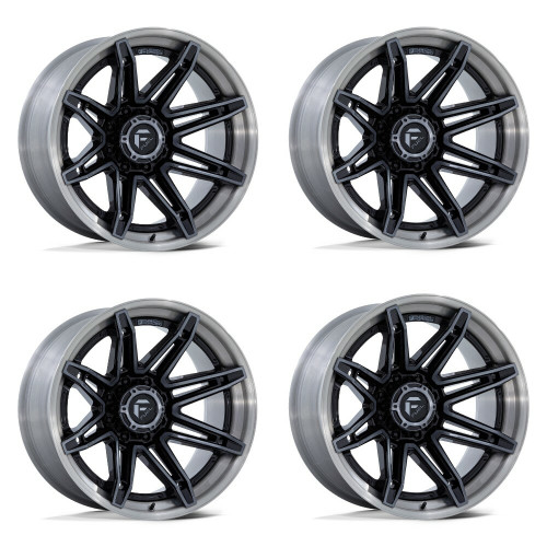 Set 4 Fuel FC401 Brawl 22x10 8x180 Gloss Black Brushed Gray Wheels 22" -18mm Rim