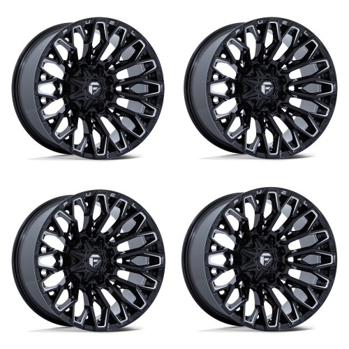 Set 4 Fuel FC865 Strike 22x12 8x180 Gloss Black Milled Wheels 22" -44mm Rims