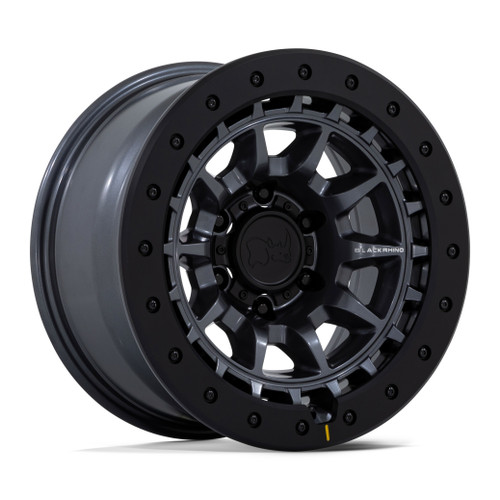 Set 4 Black Rhino BR016 Tusk 17x8.5 Matte Gunmetal 5x5 17" -10mm Lifted Wheels