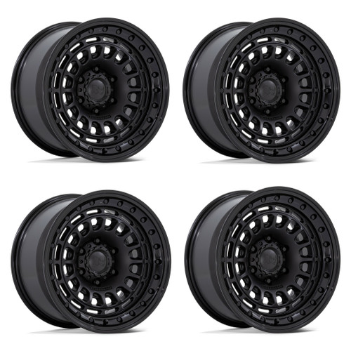 Set 4 Black Rhino BR014 Sahara 17x9 Black Gloss Black Wheels 6x5.5 17" -12mm Rim