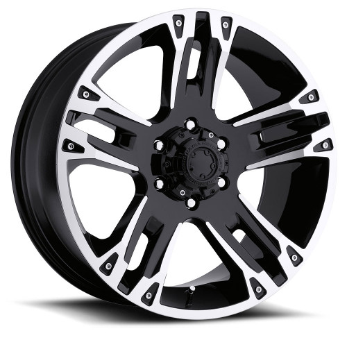 18" Ultra 235B Maverick 18x9 6x5.5 Gloss Black Diamond Cut Clear Coat Wheel 12mm