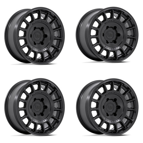 Set 4 Black Rhino BR015 Voll 17x8 Matte Black Wheels 5x112 17" 38mm Rims
