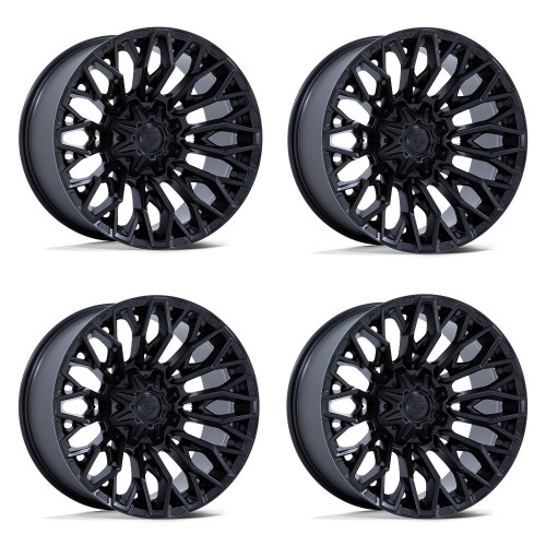 Set 4 Fuel FC865 Strike 22x10 8x6.5 Blackout Wheels 22" -18mm Lifted Truck Rims